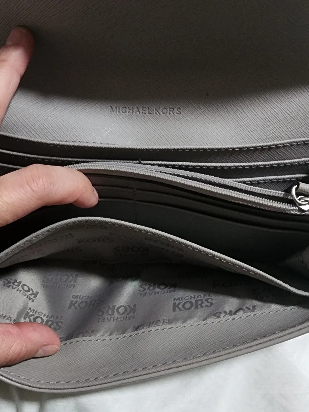 Michael Kors Gray Leather Chain Shoulder Bag - Picture 2 of 5